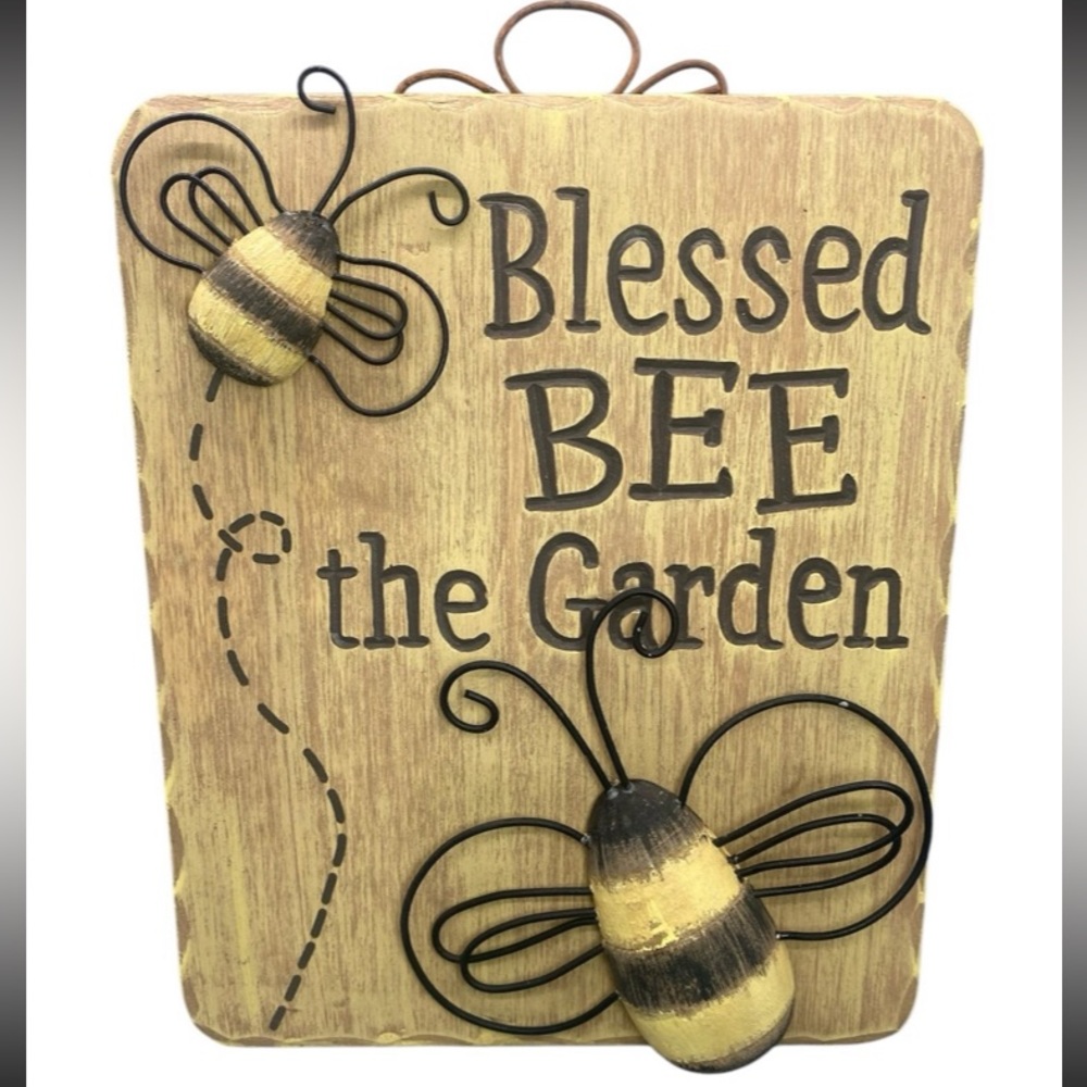 “Blessed Bee the Garden” 3-D Wooden Bee Handmade Sign 11”